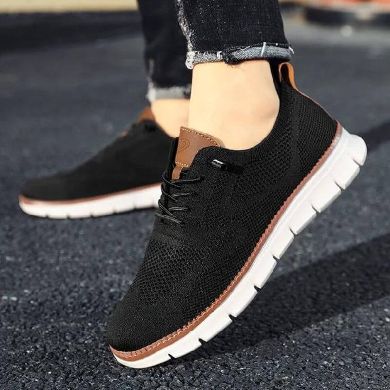 Glide Smart-Casual Knit Trainers Anti-Odour Office Comfort Khaki