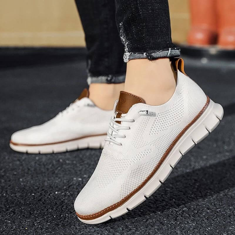 Glide Smart-Casual Knit Trainers Anti-Odour Office Comfort White