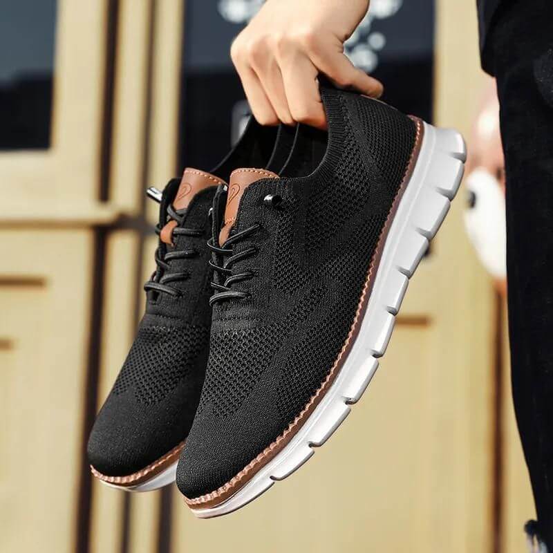 Glide Smart-Casual Knit Trainers Anti-Odour Office Comfort White