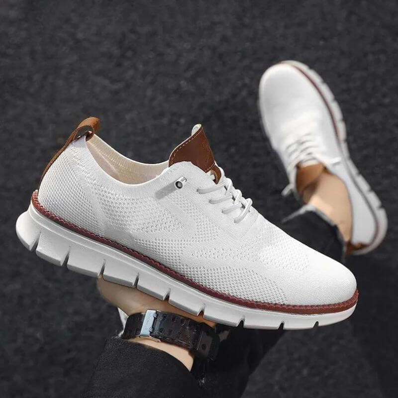 Glide Smart-Casual Knit Trainers Anti-Odour Office Comfort White