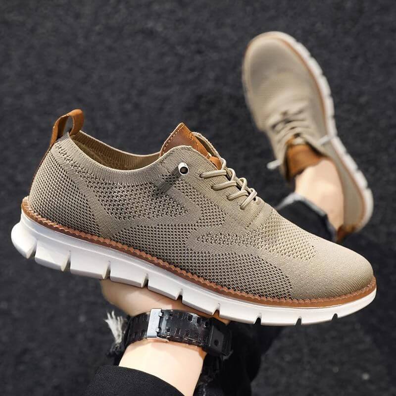 Glide Smart-Casual Knit Trainers Anti-Odour Office Comfort Khaki