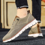 Glide Smart-Casual Knit Trainers Anti-Odour Office Comfort Khaki