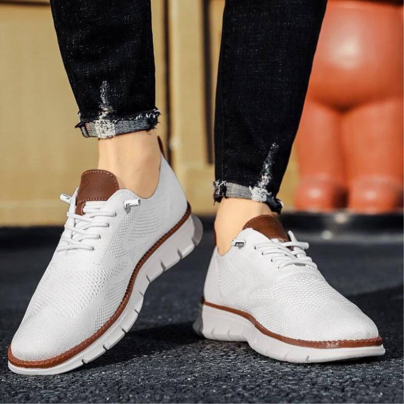 Glide Smart-Casual Knit Trainers Anti-Odour Office Comfort White