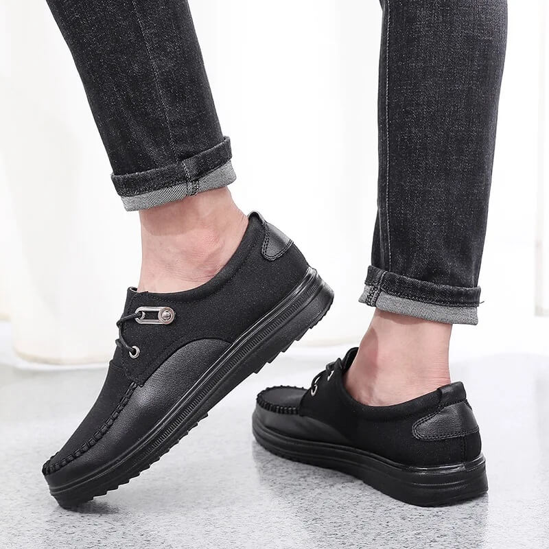 Breeze Leather Moccasin Loafers Breathable All-Day Comfort Grey