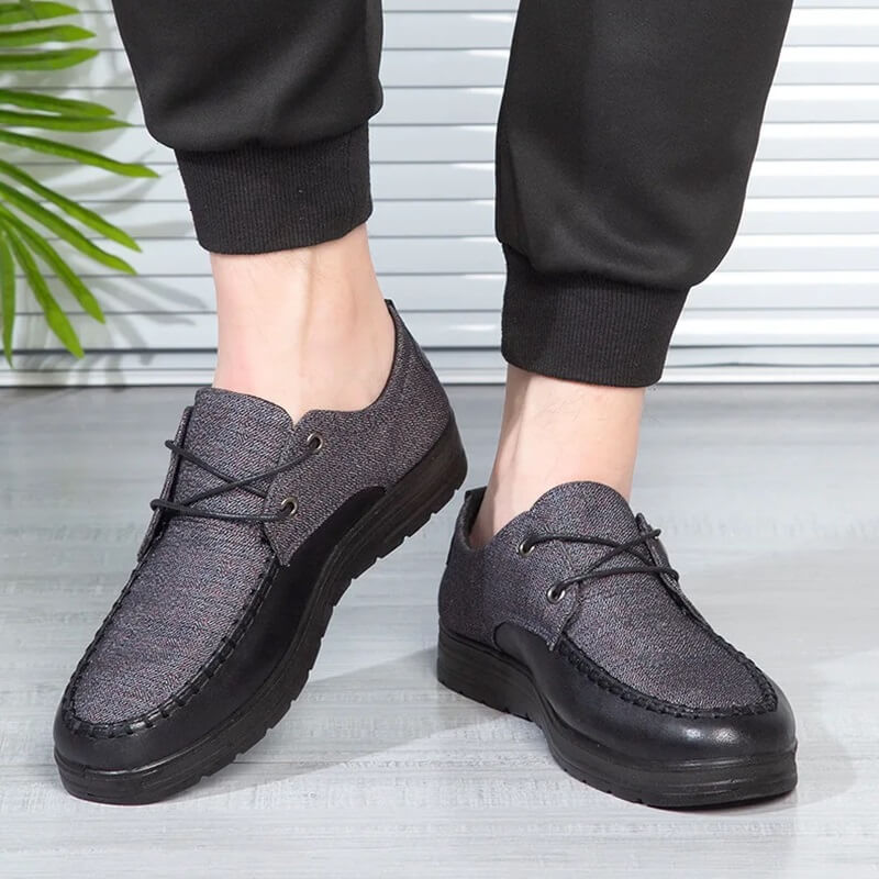 Breeze Leather Moccasin Loafers Breathable All-Day Comfort Grey