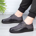 Breeze Leather Moccasin Loafers Breathable All-Day Comfort Grey