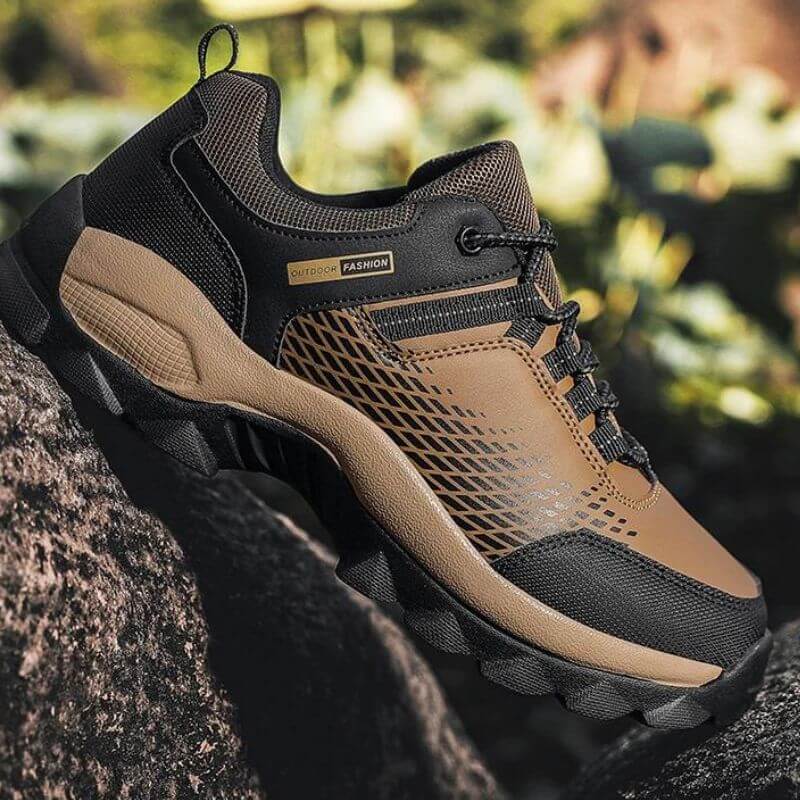 Stride Walking Trainers Anti-Slip Leather Comfort Black