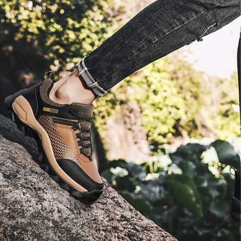 Stride Walking Trainers Anti-Slip Leather Comfort Brown