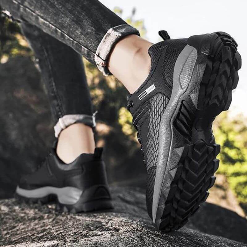 Stride Walking Trainers Anti-Slip Leather Comfort Black