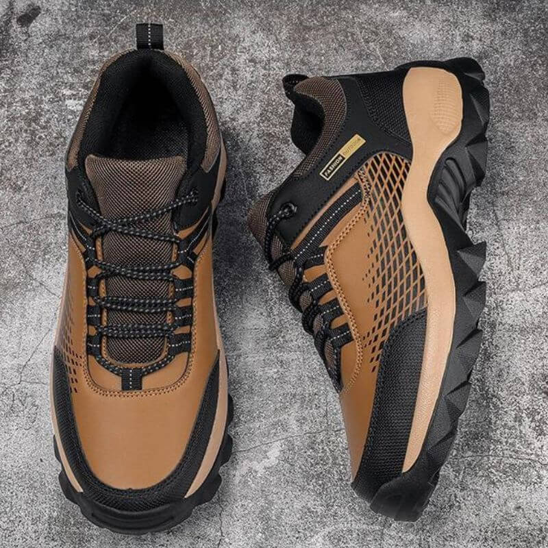 Stride Walking Trainers Anti-Slip Leather Comfort Brown