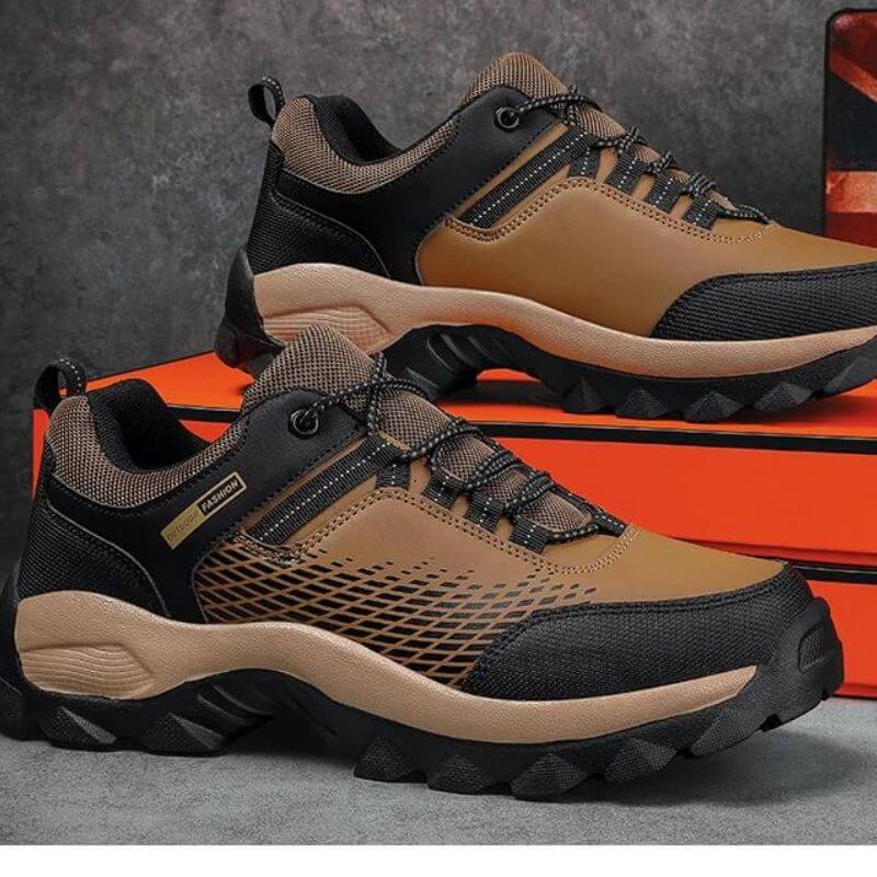 Stride Walking Trainers Anti-Slip Leather Comfort Brown